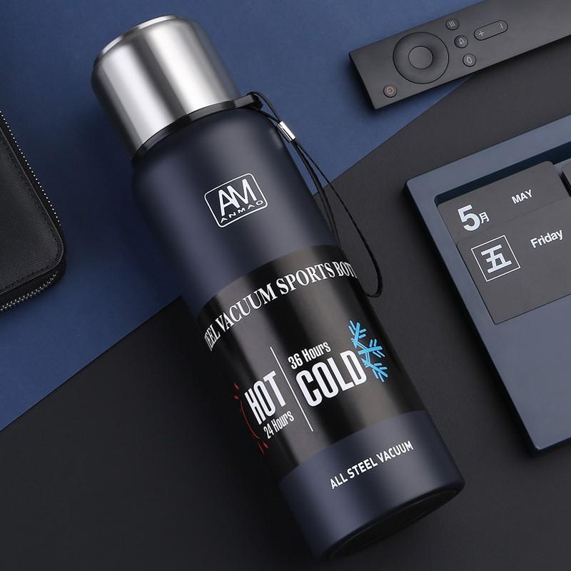 魔法瓶 水筒 ステンレスボトル 保温ポット コップ付 安心の定価販売 真空二重マグ 真空断熱 直飲み アウトドア ポット 500ml おしゃれ ショルダーベルト 保冷