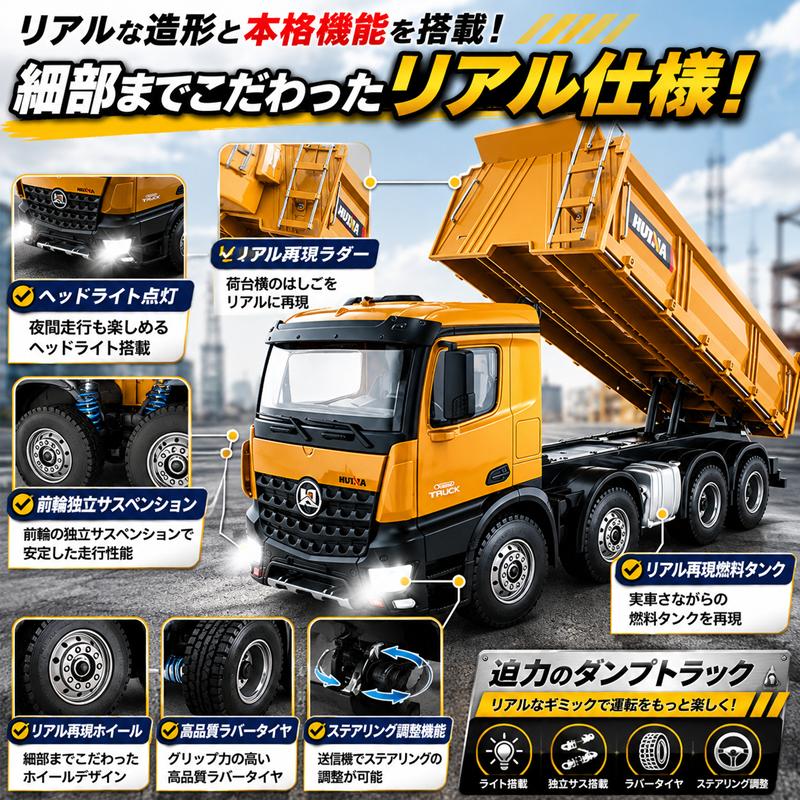 ダンプカー ラジコン 1/14スケール HUINA 1536 : WORLD TOYS - 通販