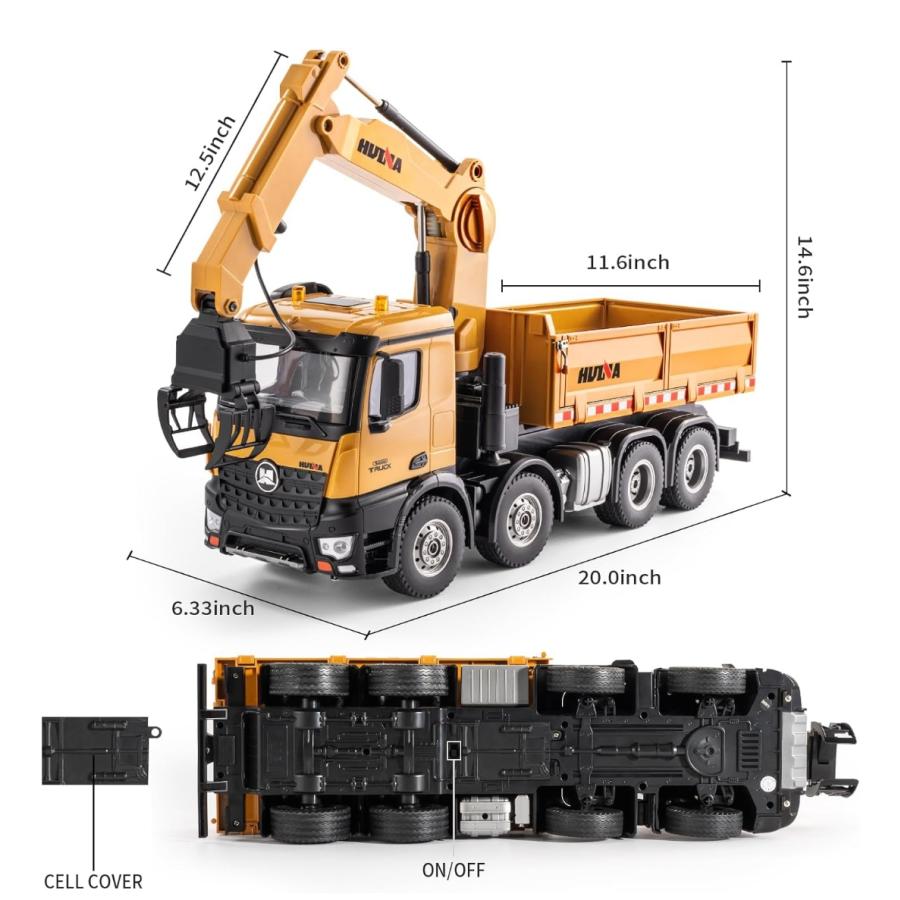 ラジコン クレーンアーム付きダンプトラック 1/14スケール HUINA 1538