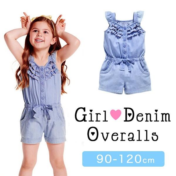 ショートオーバーオール ガール キッズ服 子供服 コットン ...
