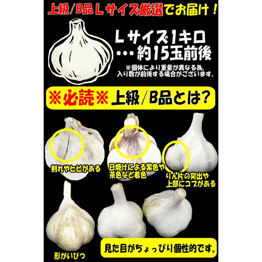 セール！にんにく 青森 1kg Lサイズ厳選 B品 根あり 5kg以上送料無料