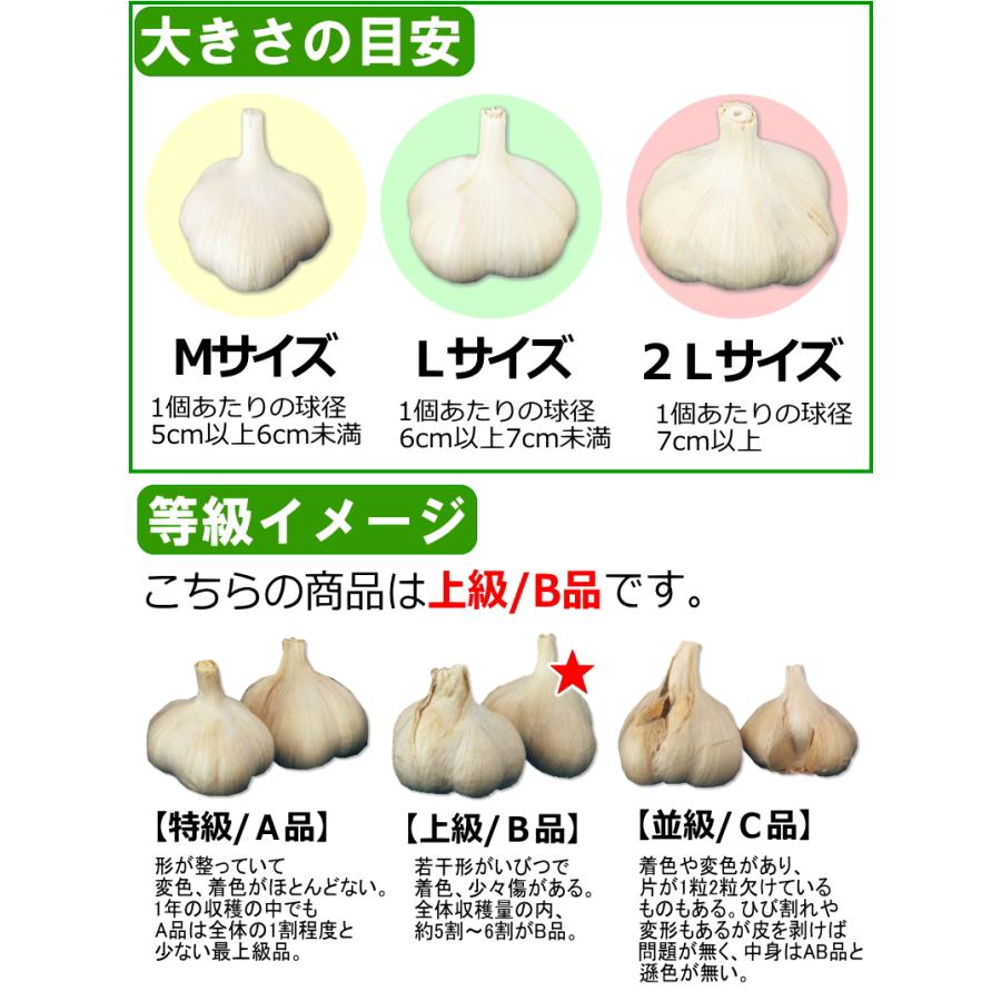 にんにく 青森 1kg Lサイズ厳選 B品 根あり 5kg以上送料無料 国産