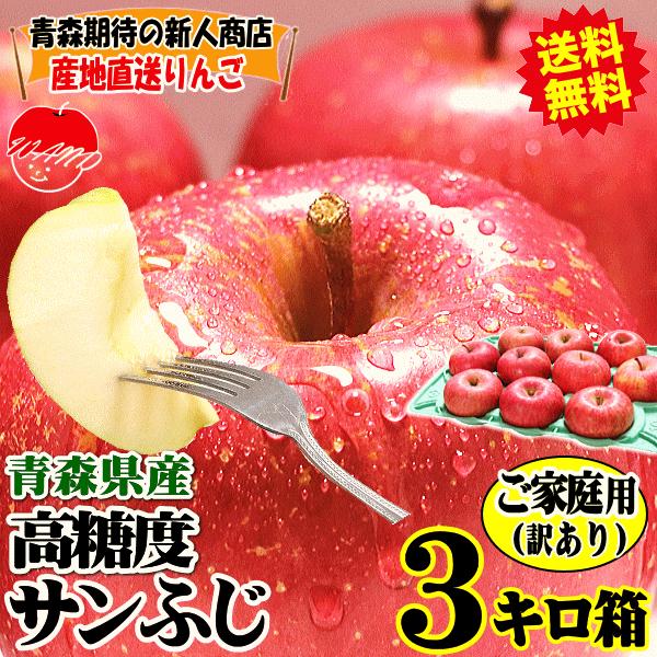 セール！りんご 3kg箱 青森 リンゴ 訳あり/家庭用 サンふじ 送料無料