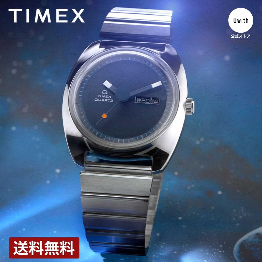 【希少品 美品　新品電池】3166 TIMEX メンズ腕時計　シルバー　ネイビー TIMEX Q TIMEX TW2V18300 メンズ 電池式 クオーツ デイデイト ネイビー