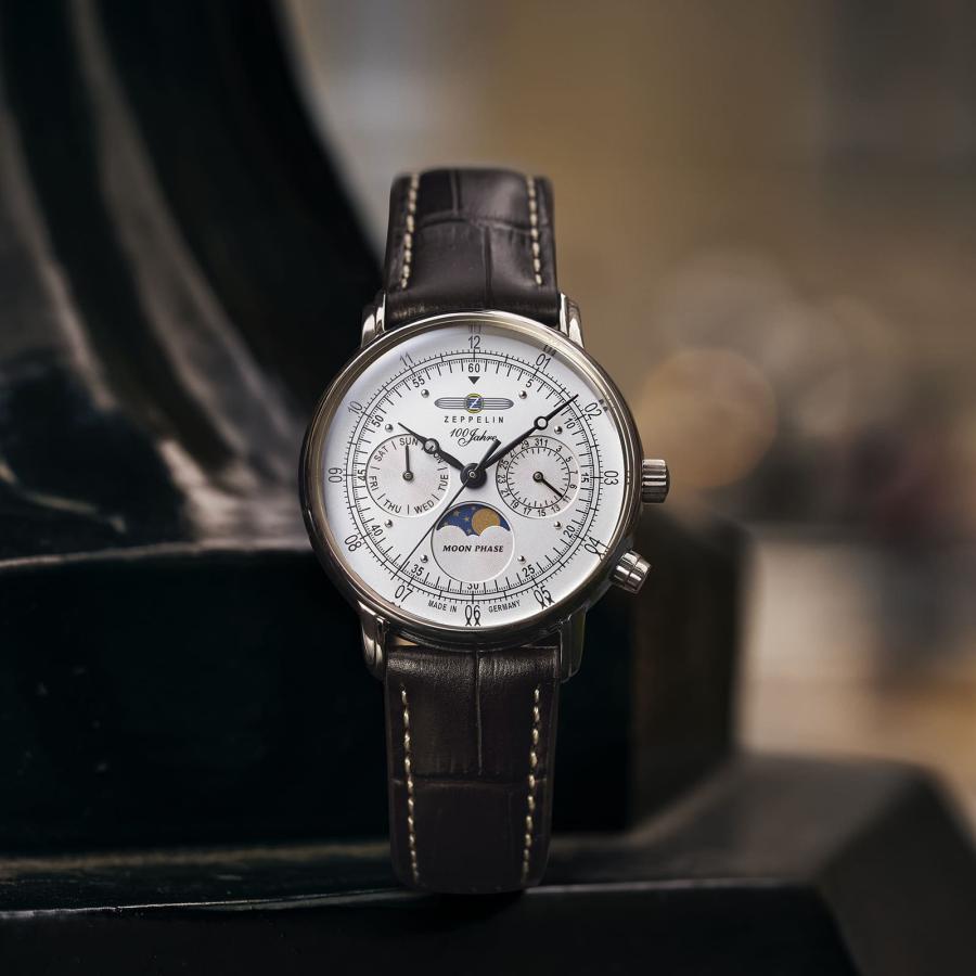 【ブランド直営店】[レビュー特典あり]腕時計 ZEPPELIN ツェッペリン 100 YEARS ZEPPELIN 36mm MOON PHASE クォーツ シルバー 7635-1 爆買の画像