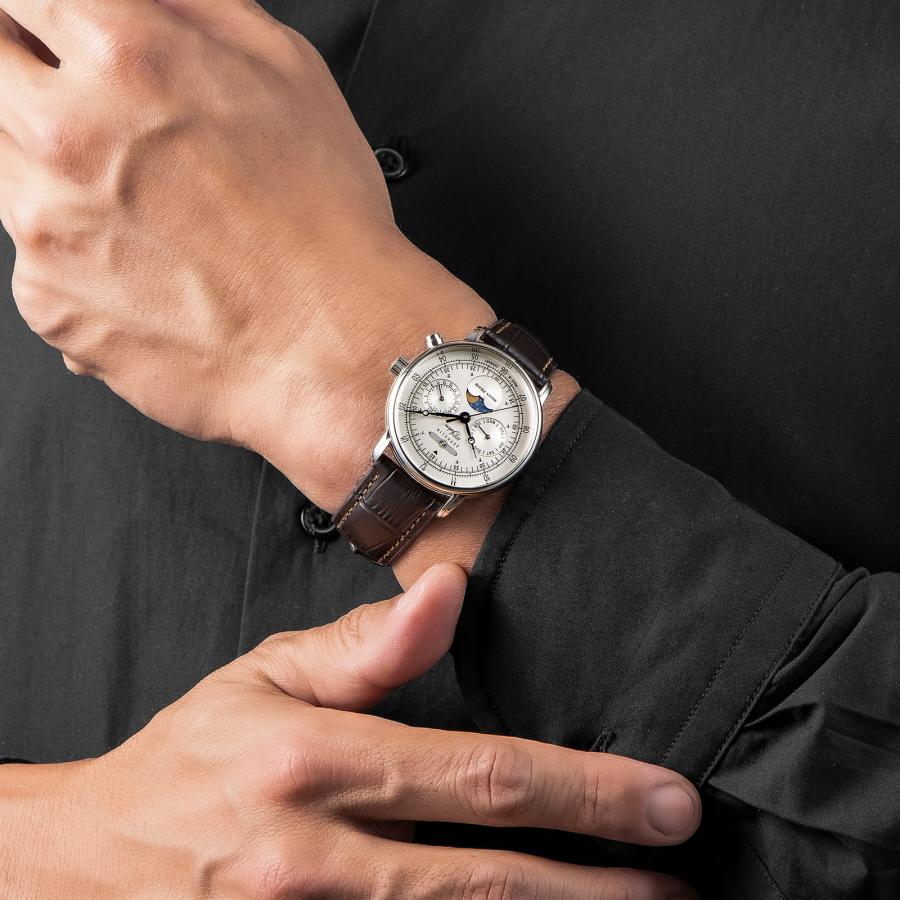 【ブランド直営店】[レビュー特典あり]腕時計 ZEPPELIN ツェッペリン 100 YEARS ZEPPELIN 36mm MOON PHASE クォーツ シルバー 7635-1 爆買の画像