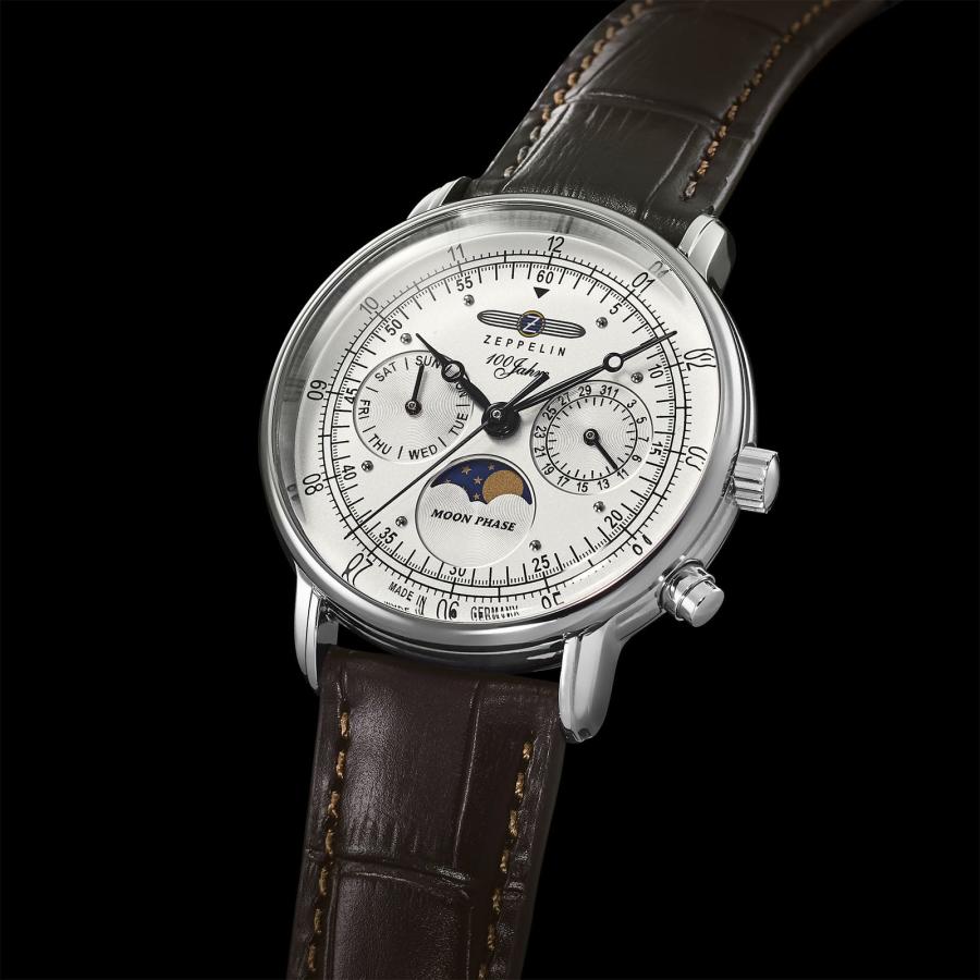 【ブランド直営店】[レビュー特典あり]腕時計 ZEPPELIN ツェッペリン 100 YEARS ZEPPELIN 36mm MOON PHASE クォーツ シルバー 7635-1 爆買の画像