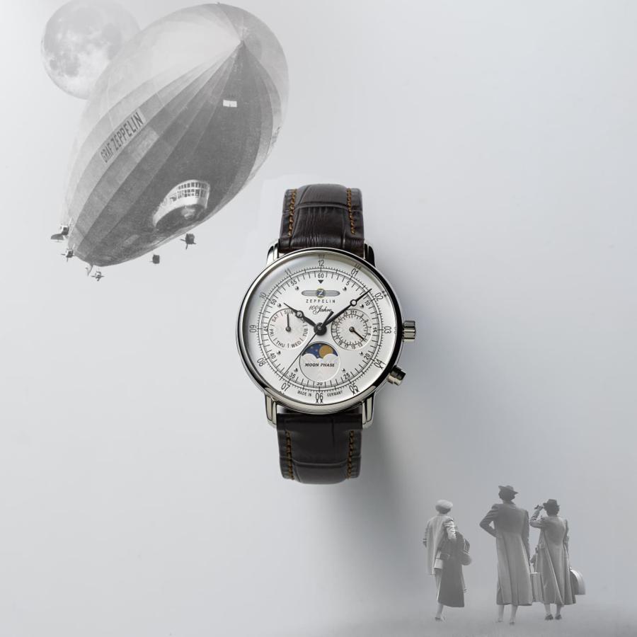 【ブランド直営店】[レビュー特典あり]腕時計 ZEPPELIN ツェッペリン 100 YEARS ZEPPELIN 36mm MOON PHASE クォーツ シルバー 7635-1 爆買の画像