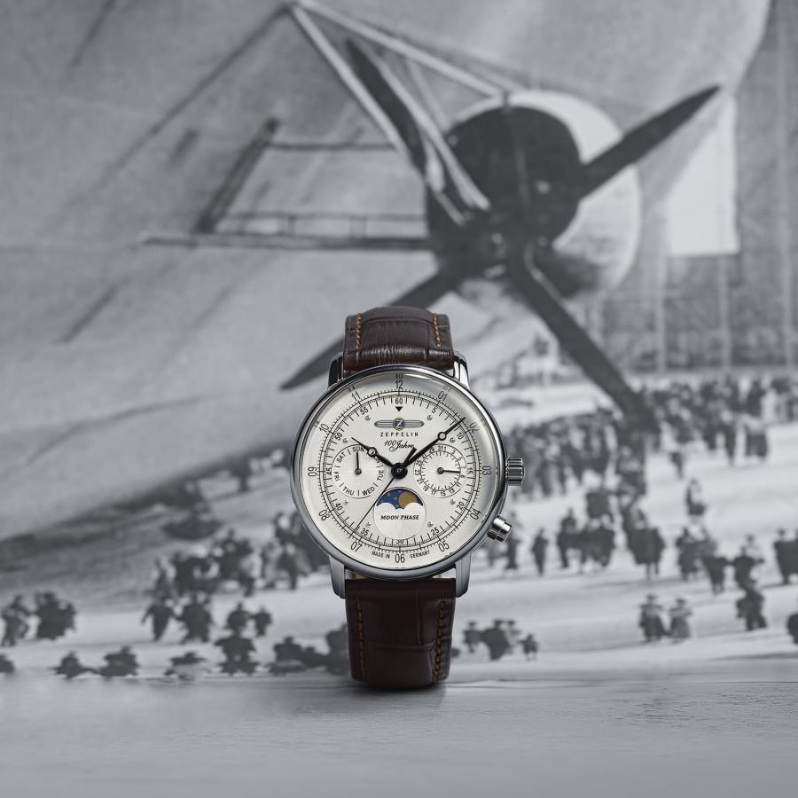 【ブランド直営店】[レビュー特典あり]腕時計 ZEPPELIN ツェッペリン 100 YEARS ZEPPELIN 36mm MOON PHASE クォーツ シルバー 7635-1 爆買の画像