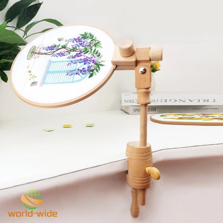 刺繍枠スタンド 木製 刺繍ホルダー フレームのみ 高さ調節可能 クロス