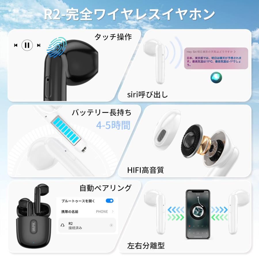 WAPIK ワイヤレスイヤホン iPhone Android対応 Bluetooth5.4 WAPIK ワイヤレスイヤホン iPhone Android対応 Bluetooth5.4