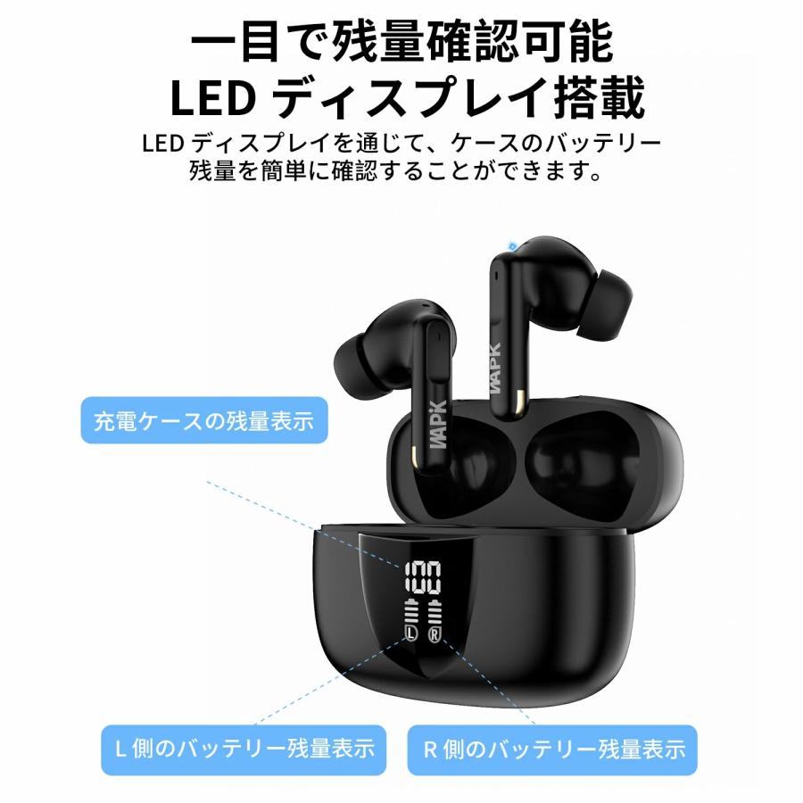 WAPIK ワイヤレスイヤホン iPhone Android対応 Bluetooth5.3 WAPIK ワイヤレスイヤホン iPhone Android対応 Bluetooth5.3