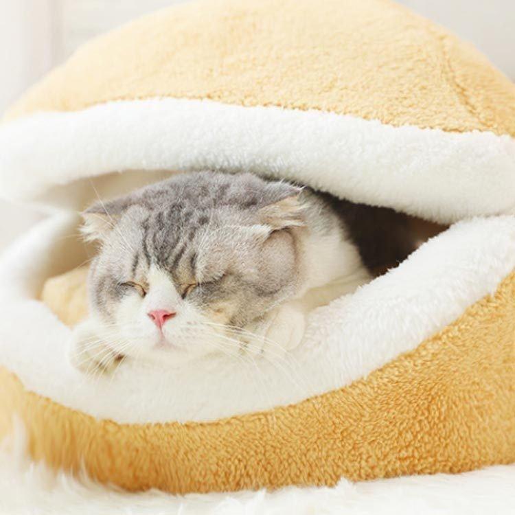定番の冬ギフト キャットベッド もこもこ 可愛い マカロン ドーム型 ハウス ペットベッド 犬 猫 マント ねこ ネコ ベッド Discoversvg Com
