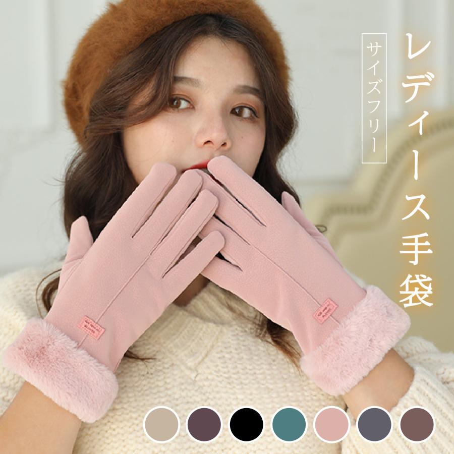 手袋 レディース 暖かい 防寒 裏起毛 ファー 防風 寒さ対策 保湿 女性