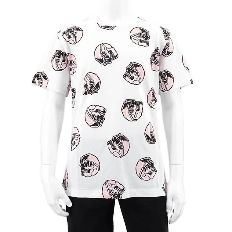ハイドロゲン HYDROGEN メンズ Tシャツ PALMS ALLOVER SKULL TEE 320612 WHITE PINK SKULL ホワイト ピンク H39 23s｜worldclub｜02