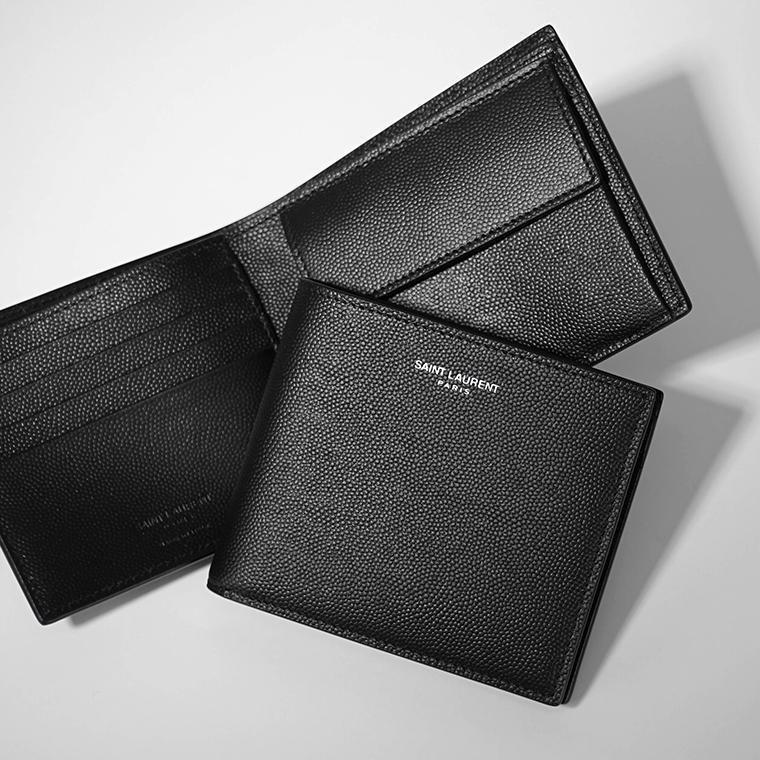 【値下げ】サンローラン　2つ折り財布396303 BTYON 1000 SAINT LAURENT サンローラン 二つ折り財布 396303 BTY0N メンズ グレ