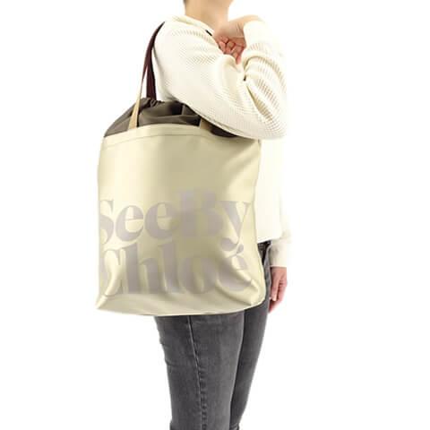 500円OFF対象 シーバイクロエ See By Chloe レディース トートバッグ ESSENTIAL TO SMALL TEXTILE TOTE CHS22SSB59B29 SILVER 9DL セール｜worldclub｜11