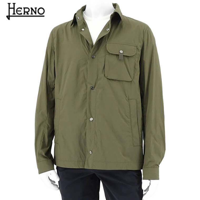 未使用 HERNO ヘルノ シャツジャケット 50 カーキ HERNO（ヘルノ） 完売御礼 メンズ シャツブルゾン SHIRT IN ULTRALIGHT
