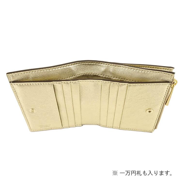 8月10日 新入荷 ジミーチュウ JIMMY CHOO レディース 2つ折り財布 HANNI AUR LIGHT GOLD LIGHT