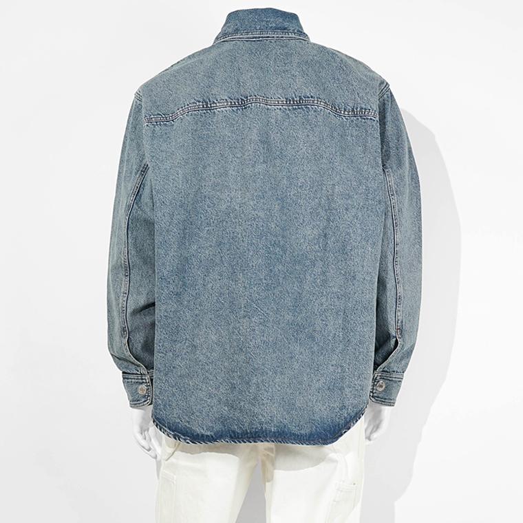 アミ AMI メンズ デニム シャツジャケット UJK897 DE0046 BLEU USED ウォッシュブルー 480 26ssの画像