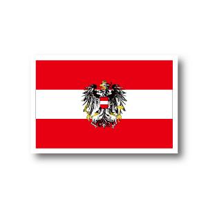 オーストリア国旗＋国章ステッカー Mサイズ 8×12cm　屋外耐候耐水シール　スーツケースや車などに｜worldcraft