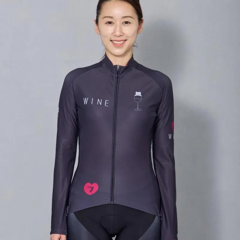 セブンイタリア No Wine No Life Lady LS Jersey チャコール レディース_2
