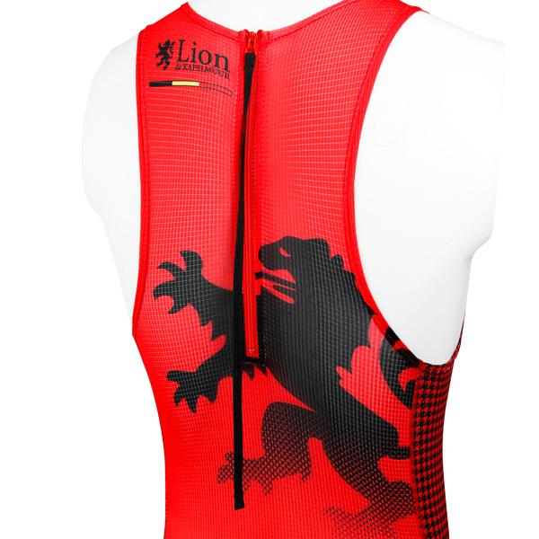 リオン・ド・カペルミュール トライフィットスーツ 千鳥格子 レッド