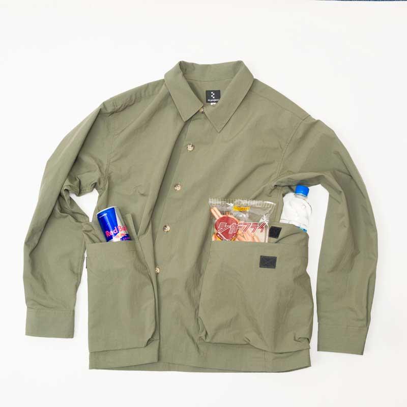 リンプロジェクト 【2212】Pockettaシャツ 大型サイドポケット 吸汗速乾 カーキ｜worldcycle｜03