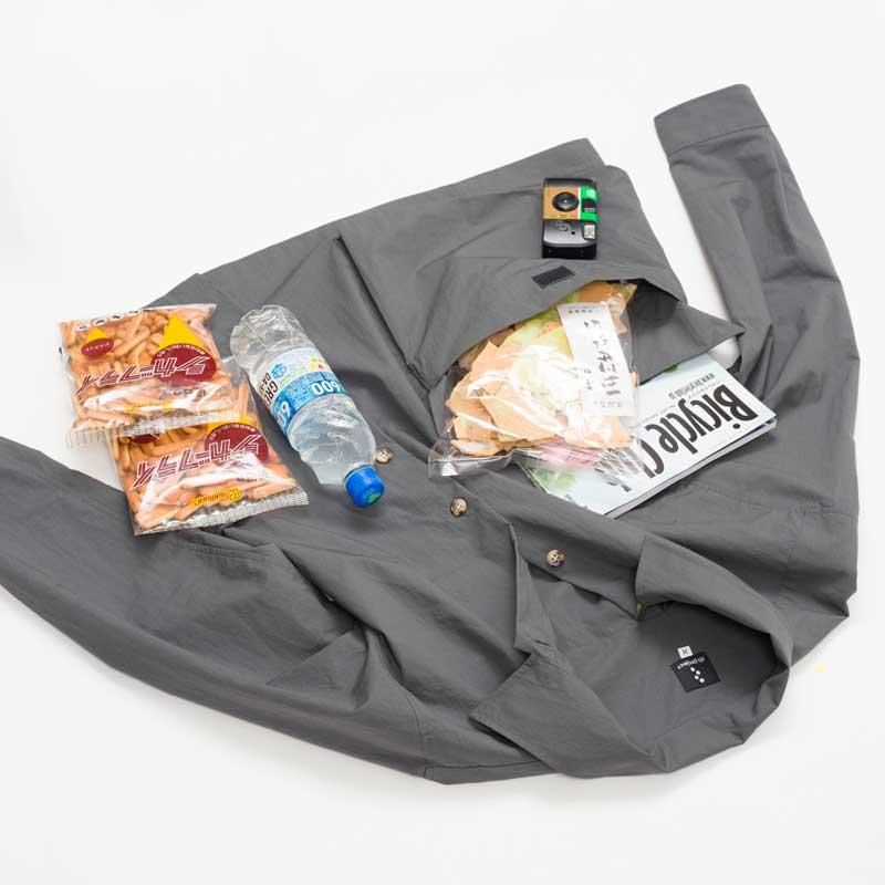 リンプロジェクト 【2212】Pockettaシャツ 大型サイドポケット 吸汗速乾 カーキ｜worldcycle｜05