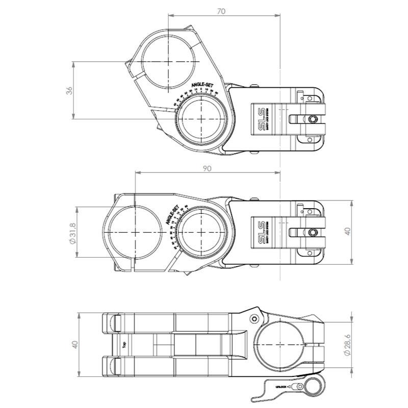 ROCKER PARTS RocHead AiO MAX 90度角度変更ステム 角度調整機能付き 90mm ブラック 31.8mm ...