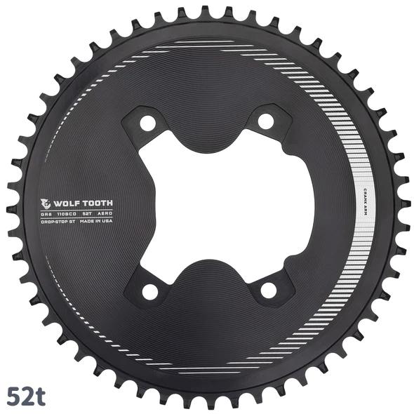 未使用 WolfTooth GRX用 110BCD エアロ 52T ウルフトゥース 110 BCD Asymmetric 4-Bolt エアロチェーンリング 52T