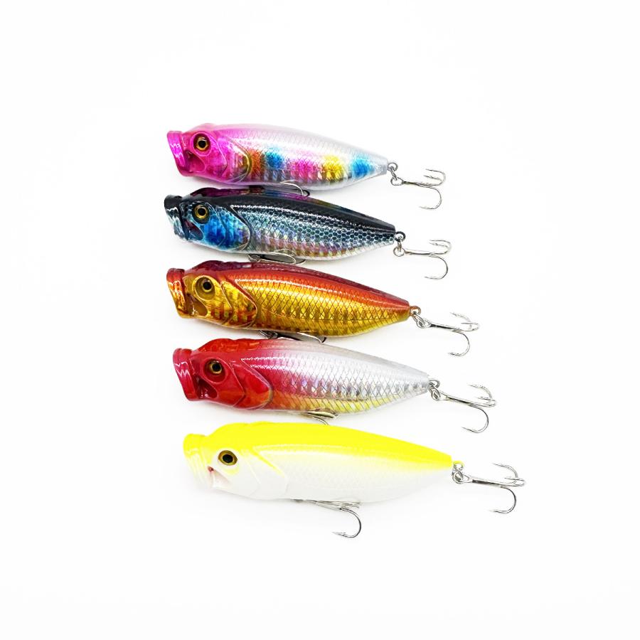 オルルド釣具 ポッパー ルアー 8cm 5色セット 釣り具 釣り 送料無料