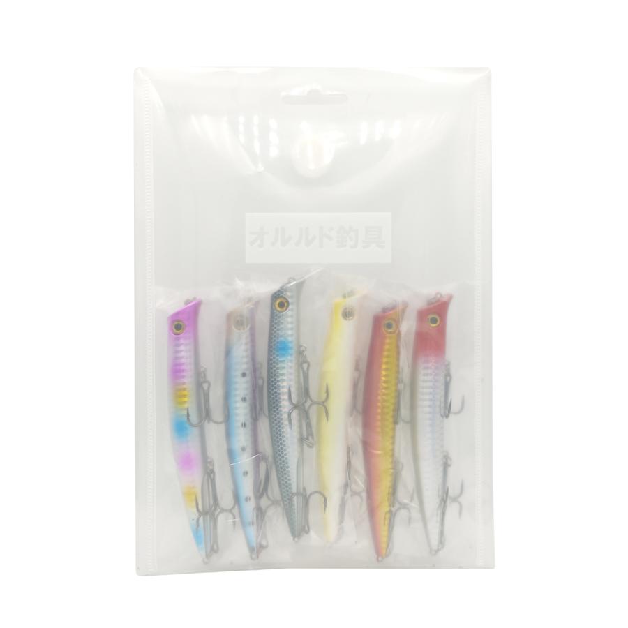 オルルド釣具 フローティングミノー 6色セット 12cm 18g リップレス