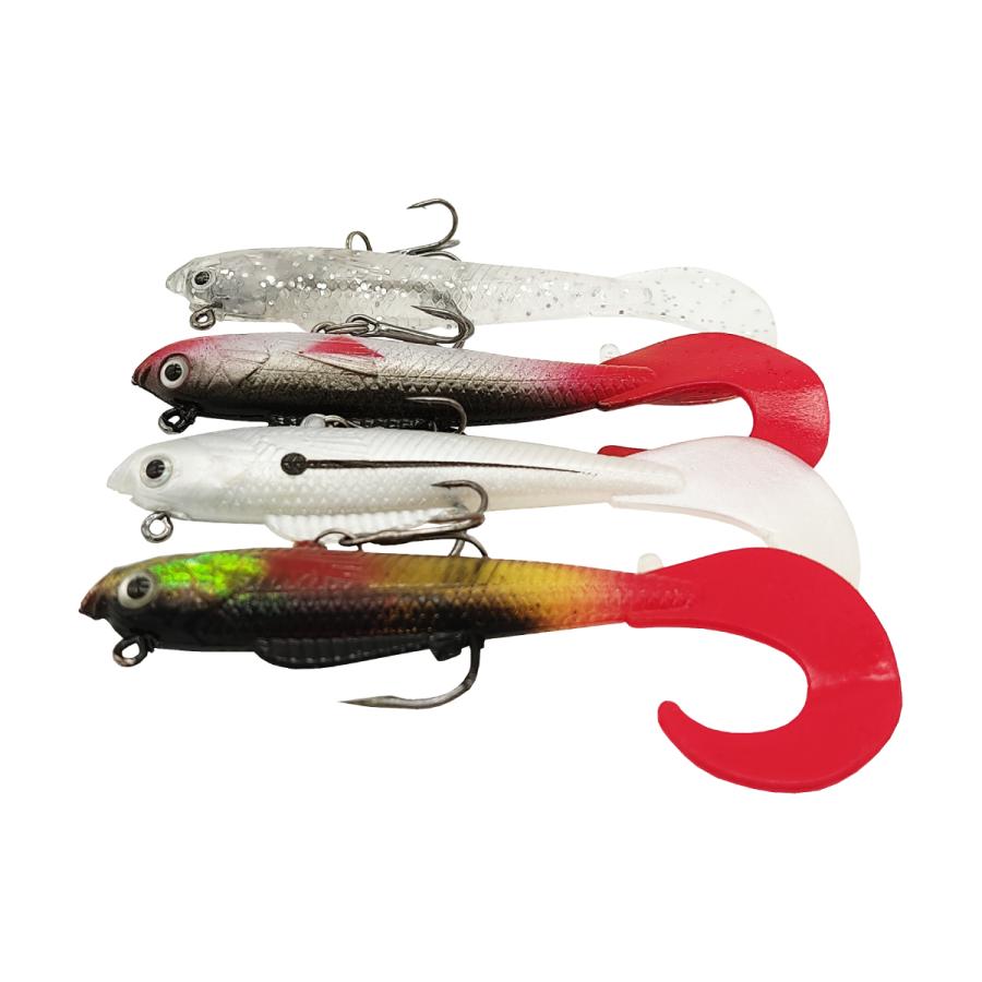 オルルド釣具 ソフトルアー 9cm 9.5g 4色 4個セット スイムシャッドA