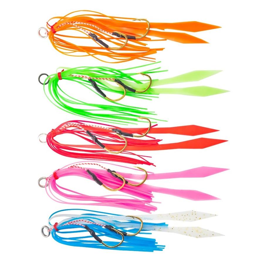 オルルド釣具 ラバージグ 12cm 2g 5色セット ラバースカート タイラバ