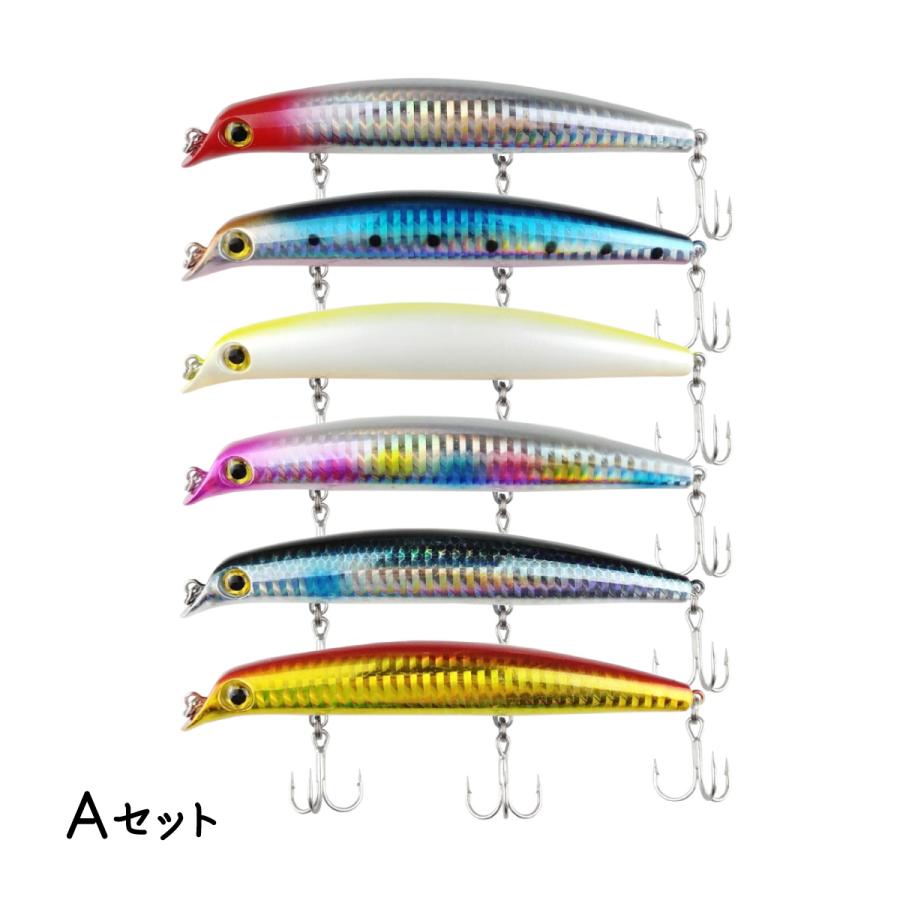 オルルド釣具 ミノー 6色セット 12cm 16g リップレスミノーB ルアー