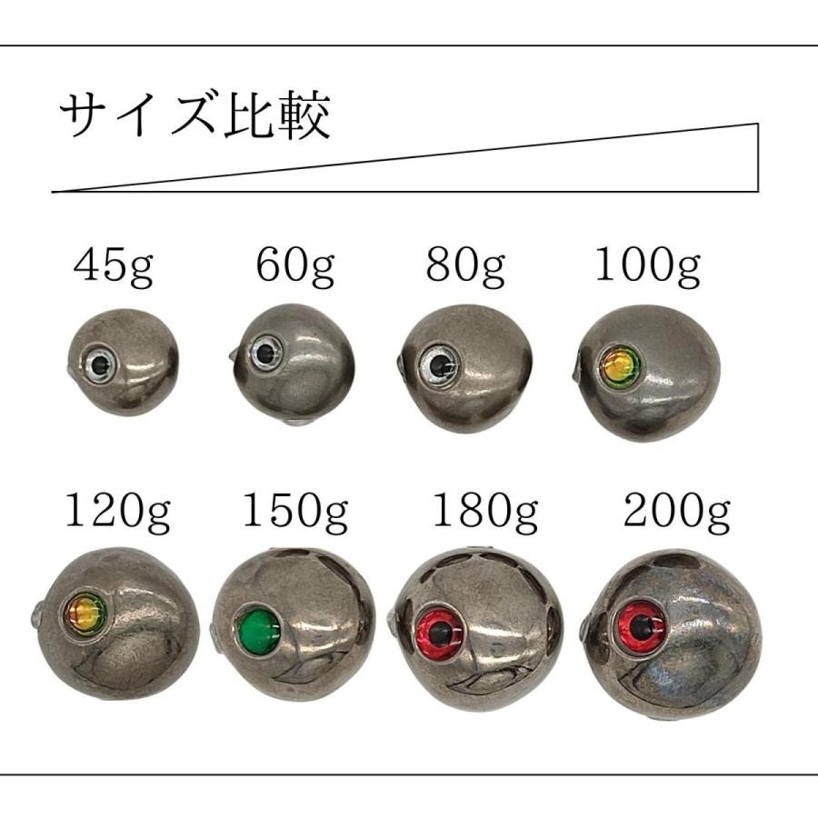 タングステン タイラバ用ヘッド 180g 200g 単品 黒目 赤目 緑目 未塗装 シルバー「タングルドシンカー」送料無料｜worlddepartyafuu｜13