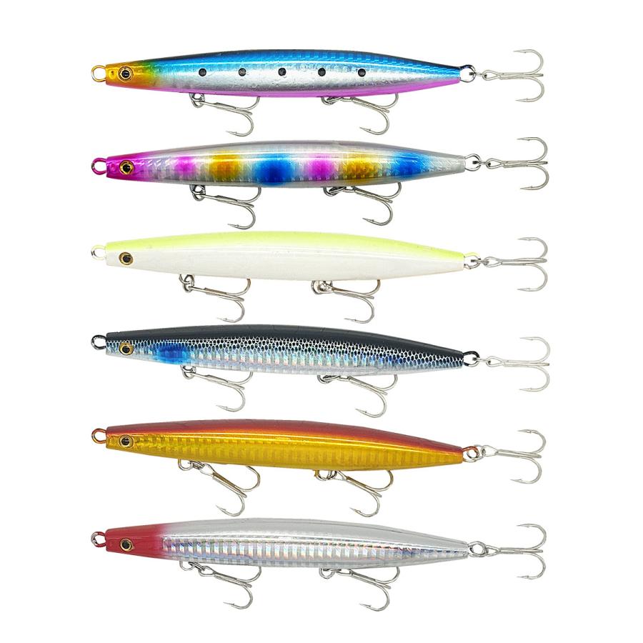 オルルド釣具 シンキングペンシル 6色セット 40g「ロングシンキング