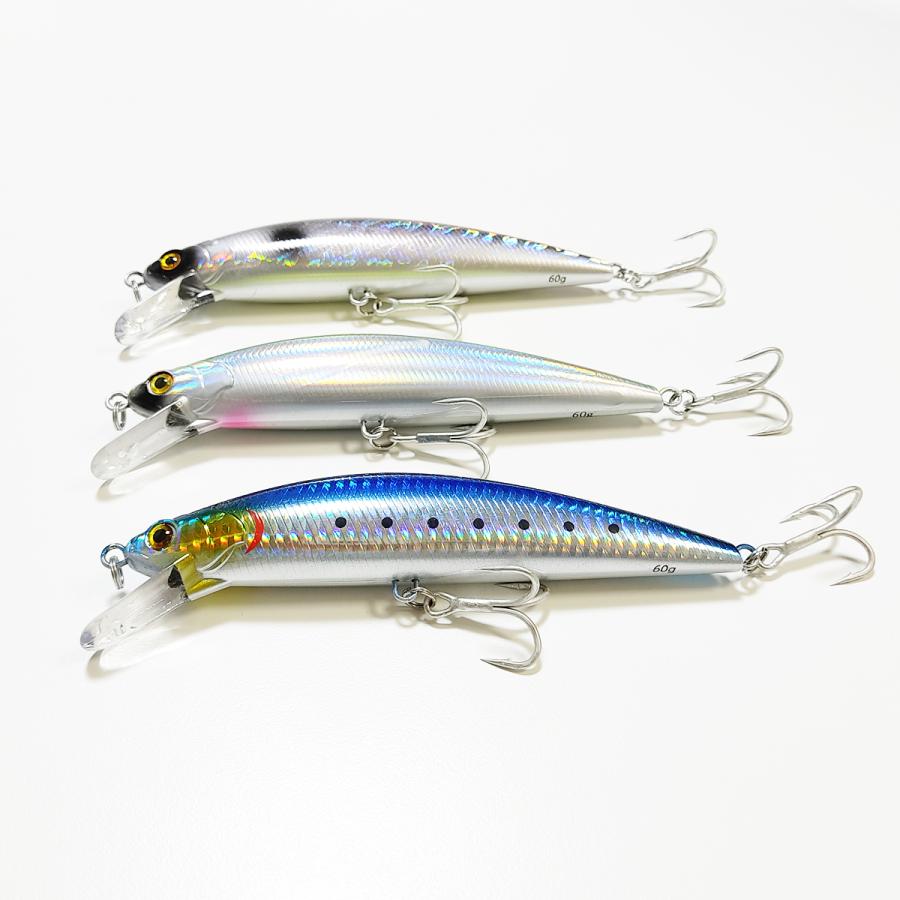 オルルド釣具 ヘビーシンキングミノーC 60g 15cm 3色セット ミノー