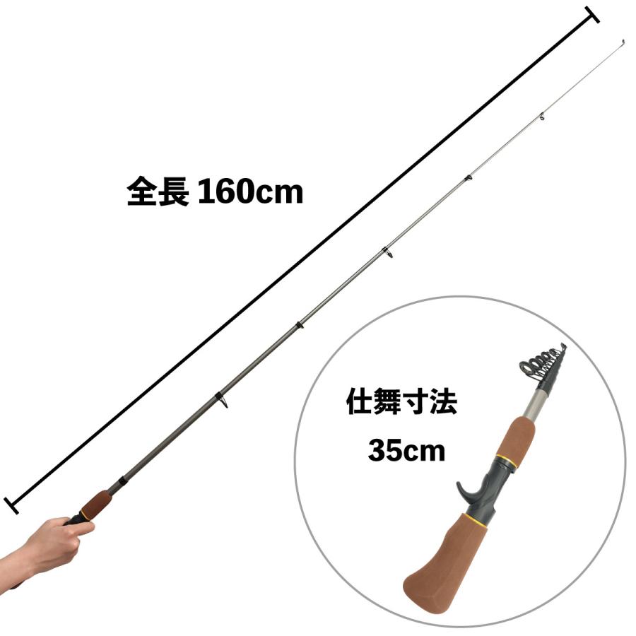 オルルド釣具 竿 コンパクトロッド 振出式 ベイトロッド 1.6m オルルド釣具 竿 コンパクトロッド 振出式 ベイトロッド 1.6m