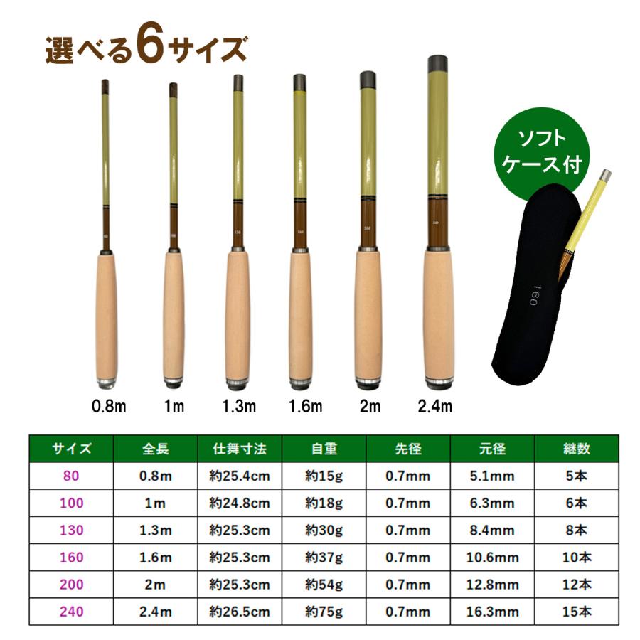 オルルド釣具 延べ竿 コンパクト 振出式 カーボン 釣り竿 ロッド 仕舞