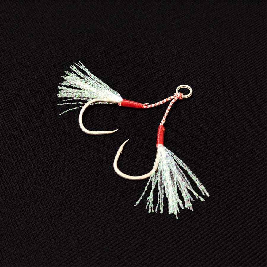 オルルド釣具 フック 針 ダブルアシストフック 10個セット ティンセル