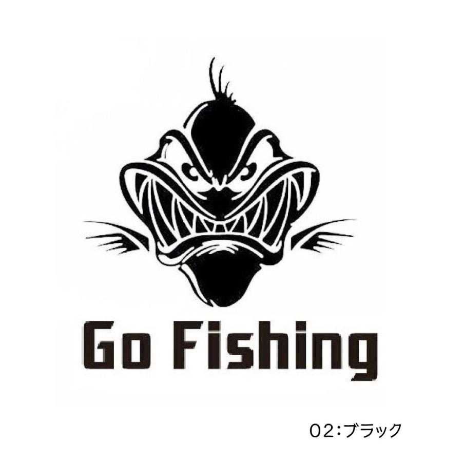 ステッカー フィッシング「Go Fishing」 巨大 肉食魚 16×16cm 貼付用