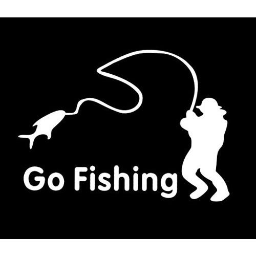 ステッカー フィッシング Go Fishing 釣り人 釣れた 合わせたら飛ん