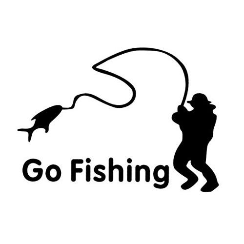 ステッカー フィッシング Go Fishing 釣り人 釣れた 合わせたら飛ん