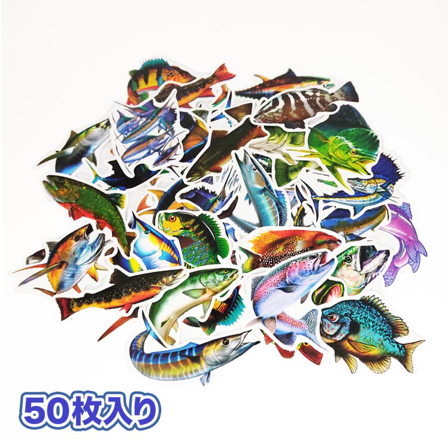 オルルド釣具 ステッカー フィッシュステッカー 50枚セット 釣り 