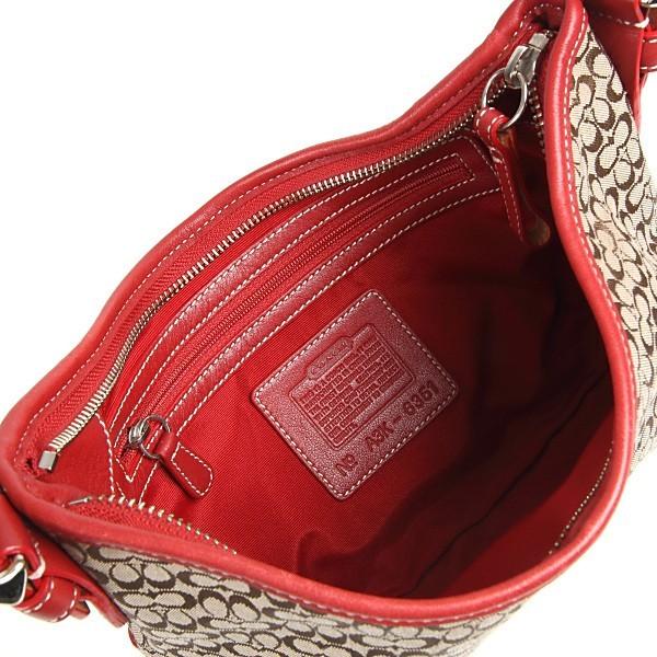 美品✨️コーチショルダーバッグキャンバスレッドシグネチャー6351
