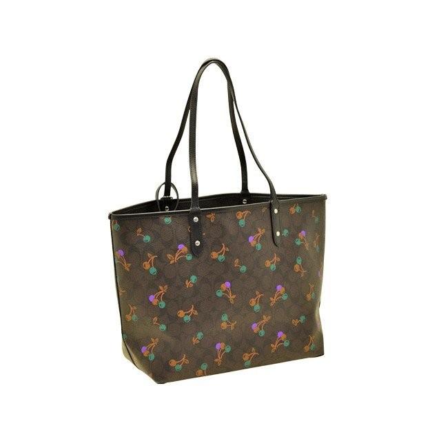 未使用級 コーチトートバッグリバーシブル A4収納チェリーF31389