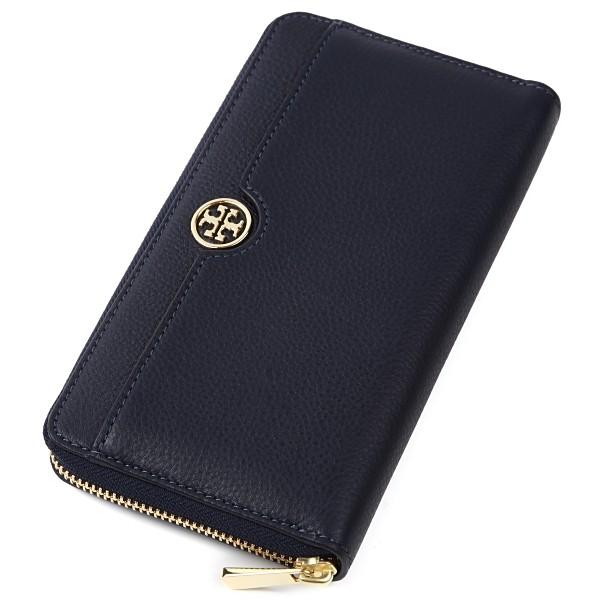 トリーバーチ TORY BURCH レザー ジップアラウンド ウォレット 長財布 34009 ネイビー｜worlddrive