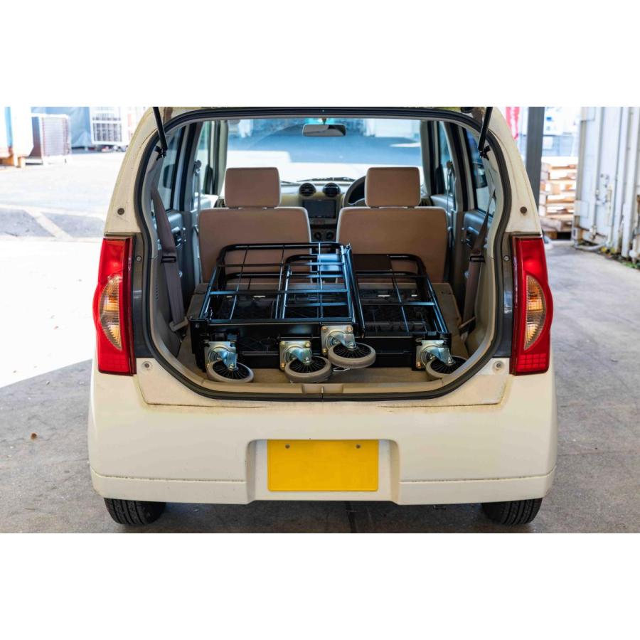 送料無料】車に積めるカゴ台車 黒色 ブラック